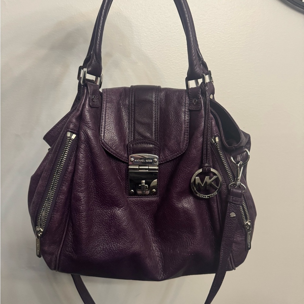 Michael Kors Plum Leather Satchel Shoulder Bag